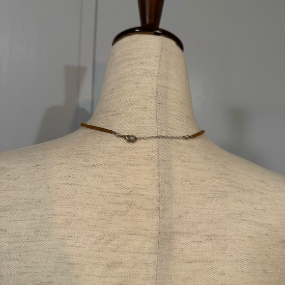 Minimalist Brown Suede Choker Necklace - Picture 2 of 5